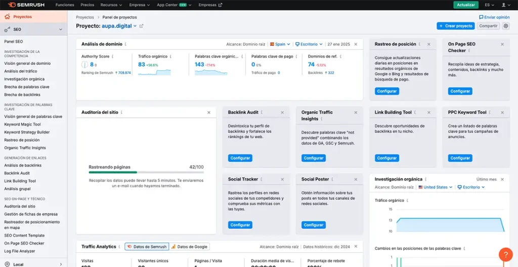 Pantallazo de Semrush