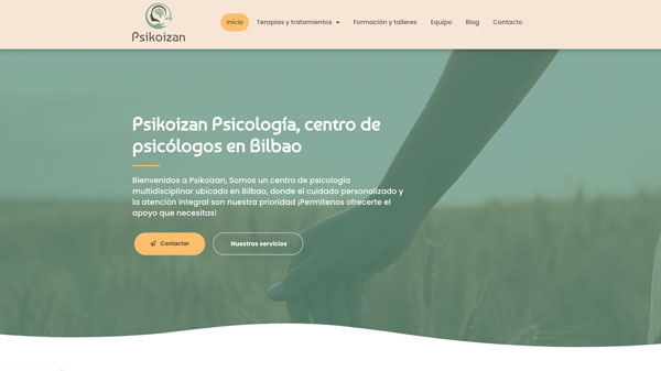 Diseño web del centro de psicología Psikoizan