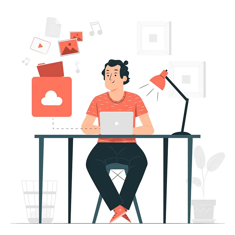 Persona trabajando en el servicio de marketing de contenidos de Aupa Digital