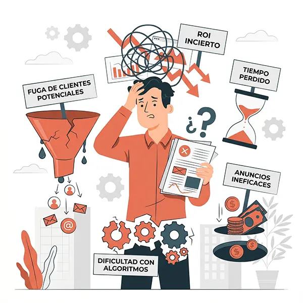 persona con problemas con el marketing digital de su negocio